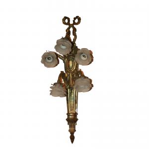 2 Wandleuchten aus dem späten 19. Jahrhundert aus Bronze im Louis-XVI-Stil